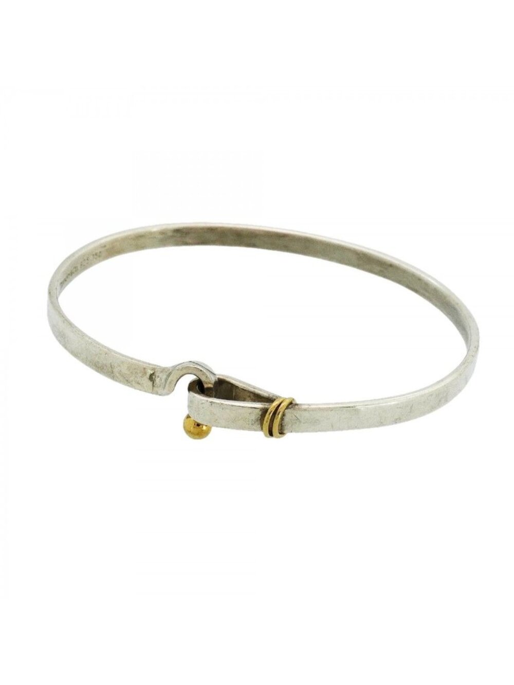 Tiffany & Co Bangle Hook Eye 18k Yellow Gold 925 Sterling Silver Bracelet